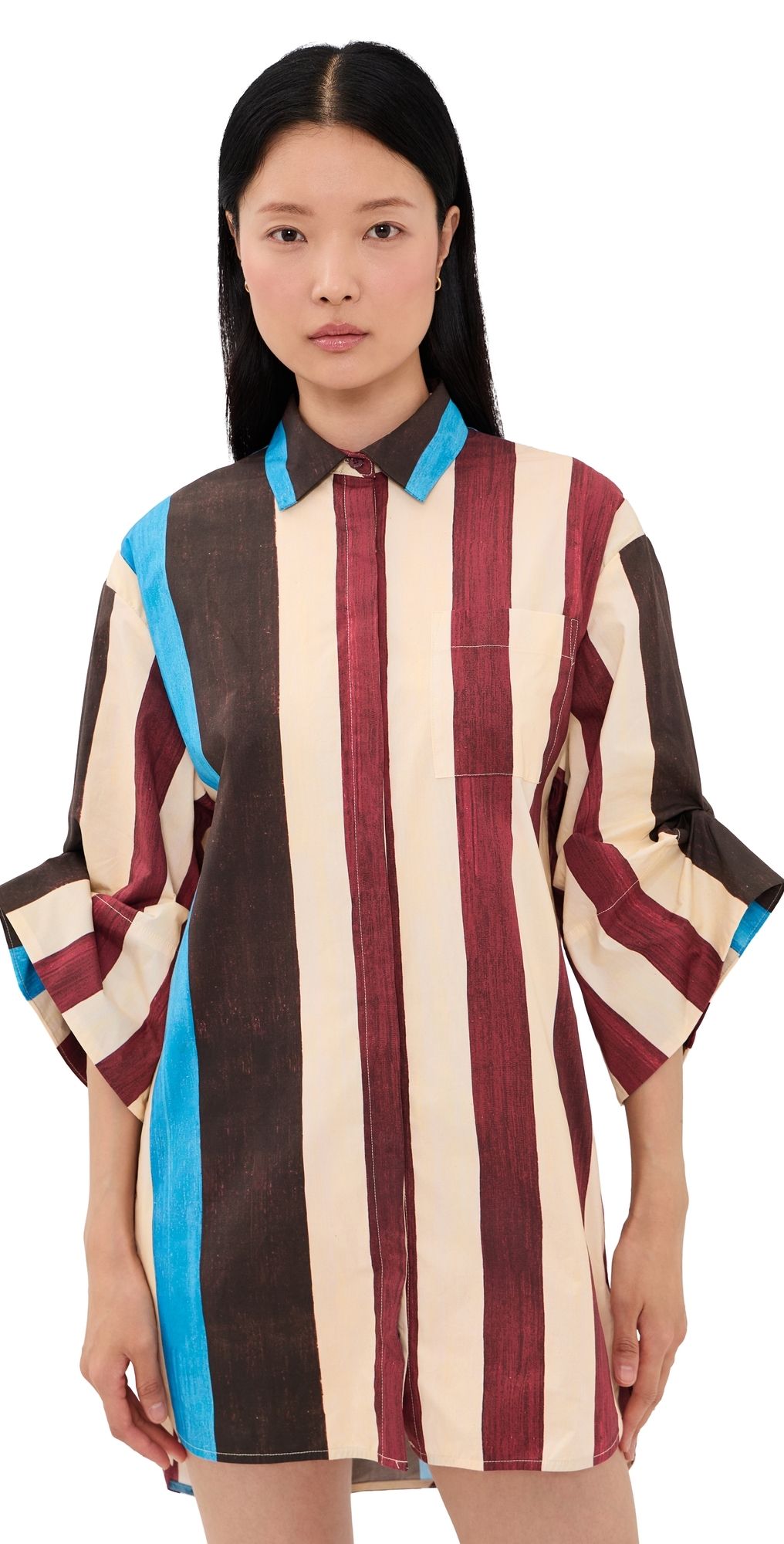 STAUD Nico Mini Dress Caffe Stripe XS