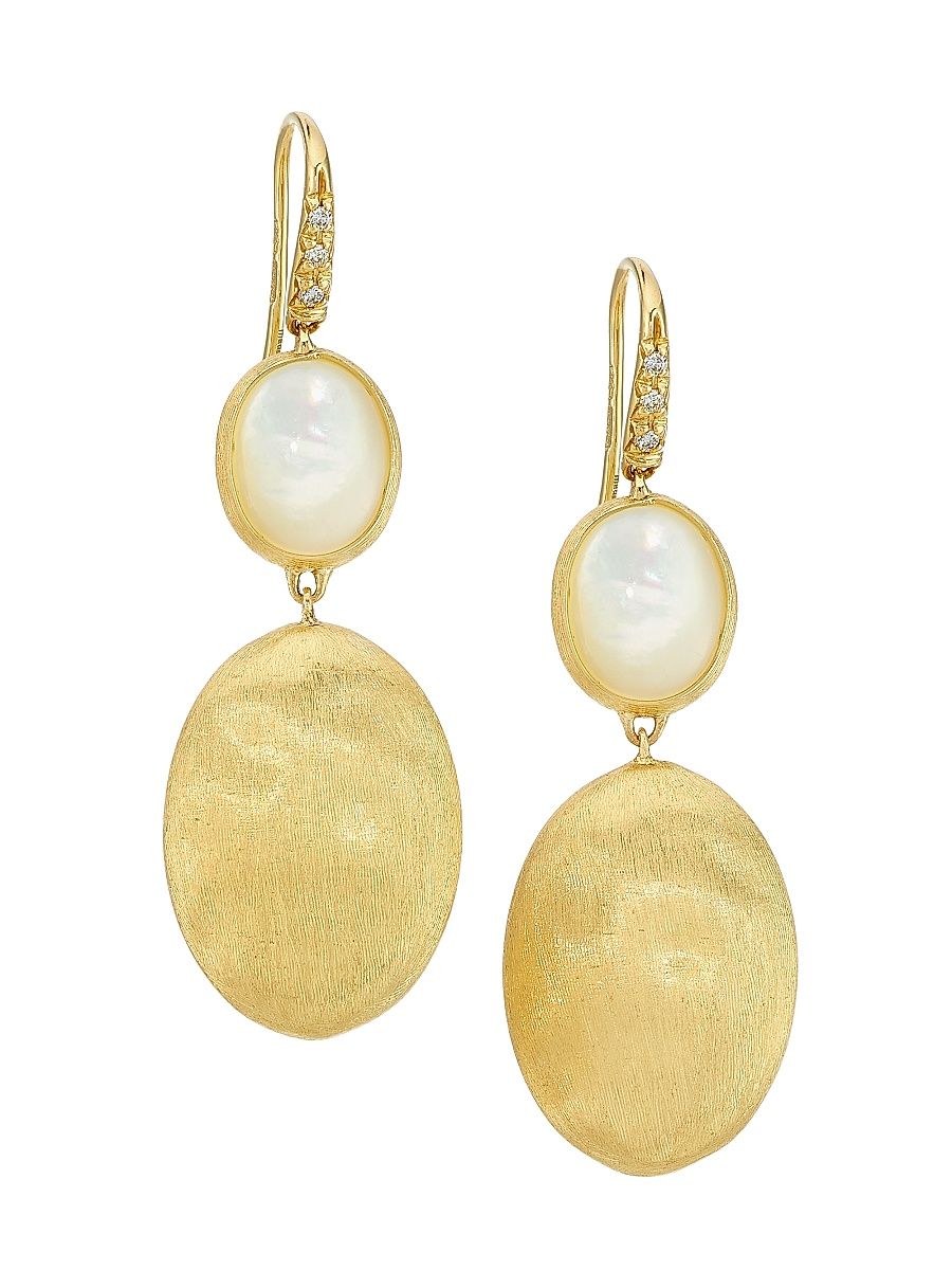 Women's Siviglia 18K Yellow Gold, 0.05 TCW Diamond, & Mother-Of-Pearl Drop Earrings - Yellow Gold