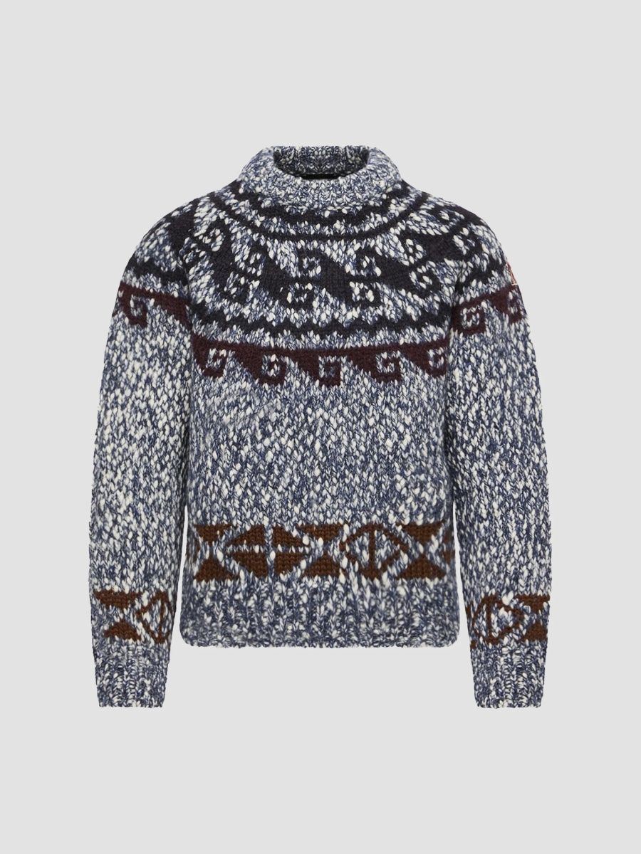Moncler Women's Geometric Jacquard Wool Blend Jumper - Light Blue - Size Large