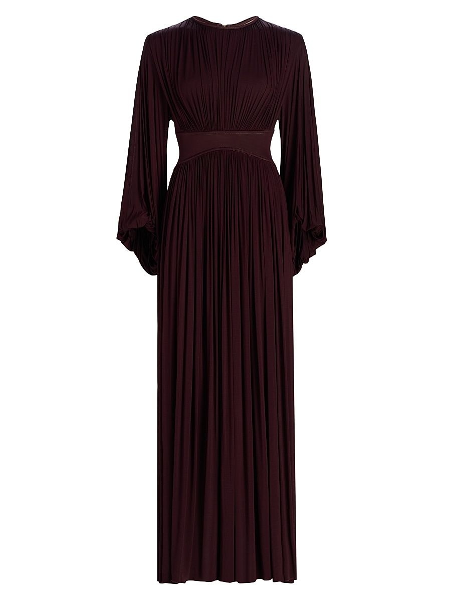 Women's Luna Billow Pleated Maxi Dress - Mahogany - Size 8