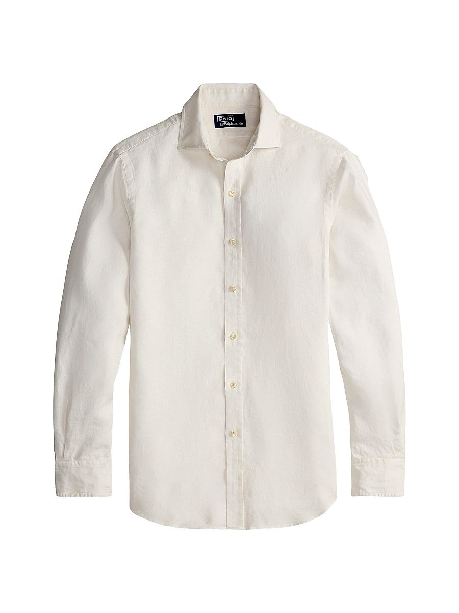 Men's Slub Linen Button-Front Shirt - Deckwash White - Size XXL
