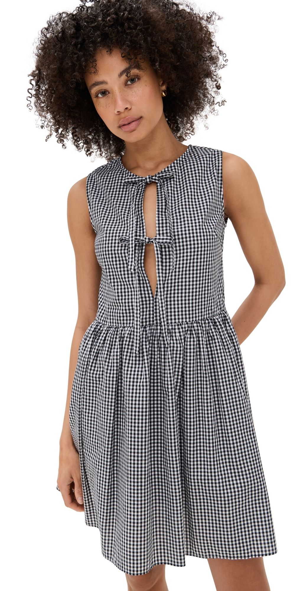 Playa Lucila Tie Up Gingham Dress Gingham XL