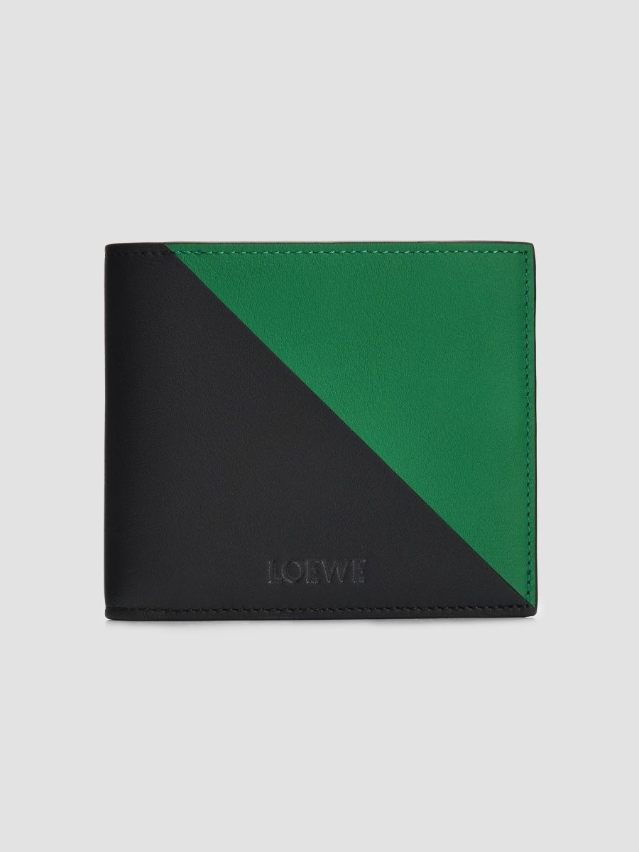 LOEWE Men's Flag Bi-Fold Coin Wallet - Black Tropical Green