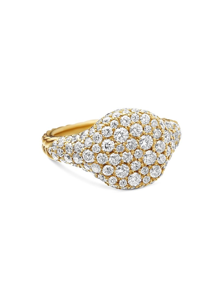 Women's Chevron Pinky Ring in 18K Yellow Gold - Diamond - Size 6