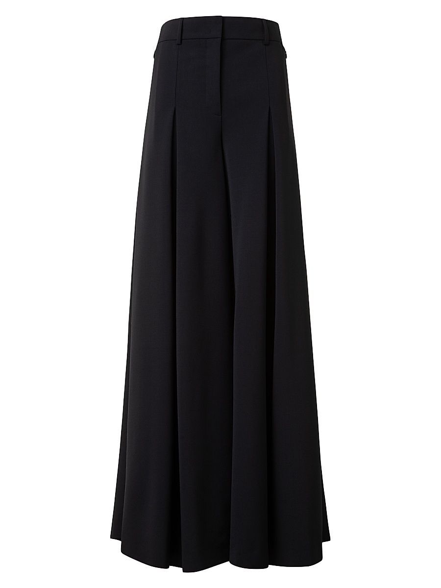 Women's Fiorello Stretch-Wool Extra-Wide Pants - Black - Size 10