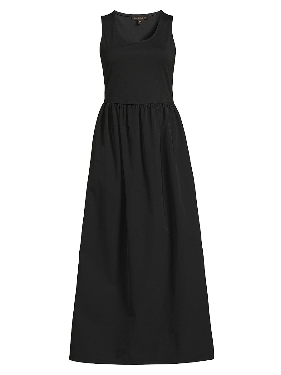 Women's The Spot Sleeveless A-Line Midi-Dress - Black - Size Large