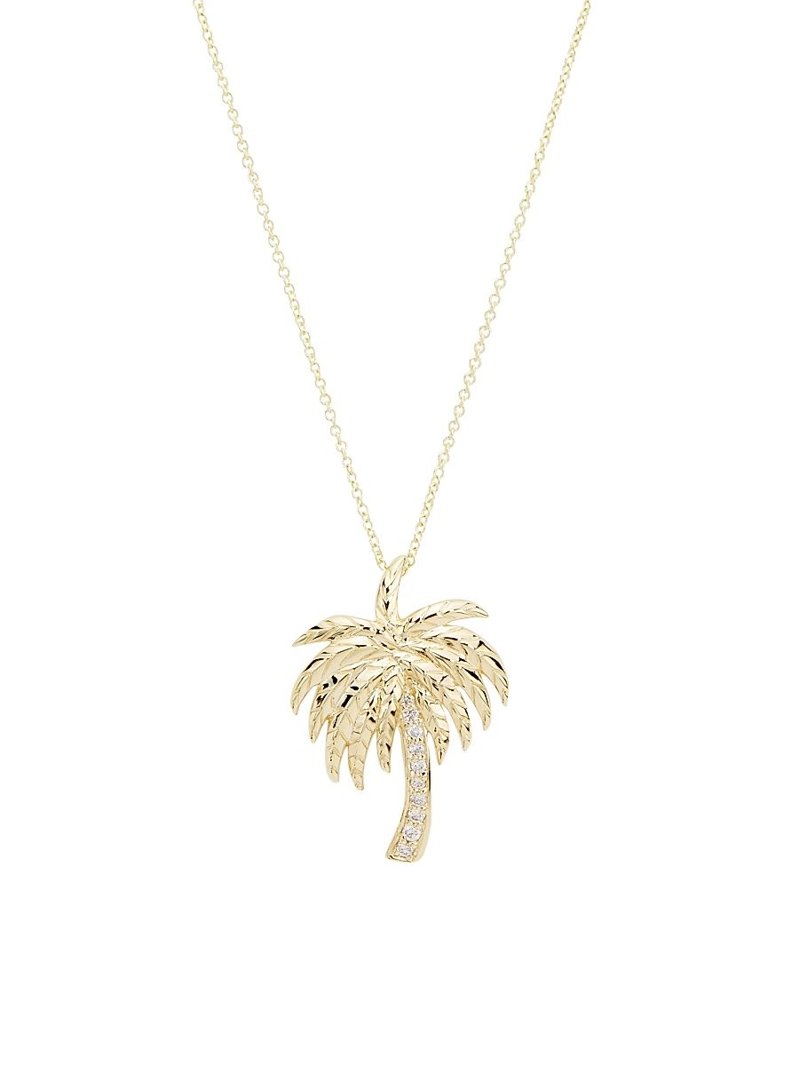 Women's 14K Yellow Gold & 0.10 TCW Diamond Palm Tree Pendant Necklace - Yellow Gold