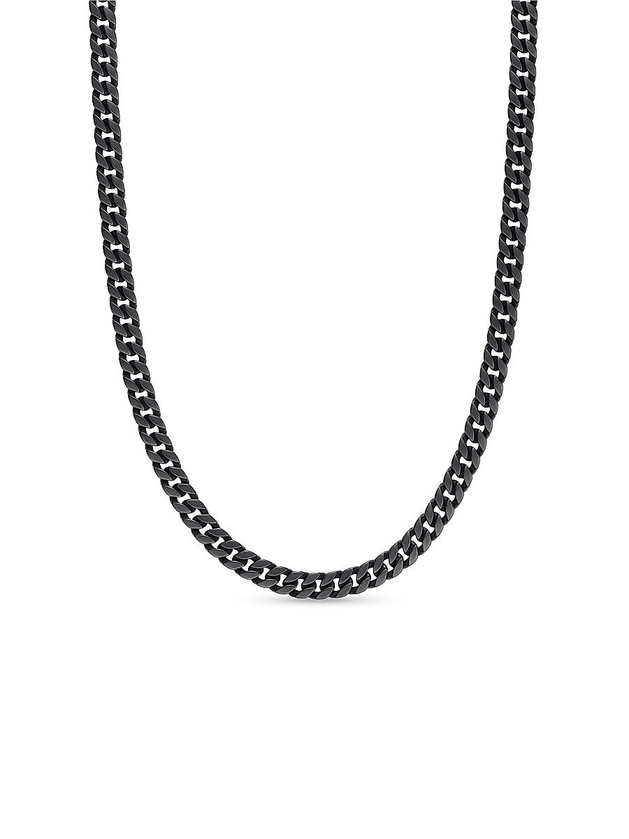 Men's Curb Chain Necklace in Titanium, 8MM - Black - Size 18