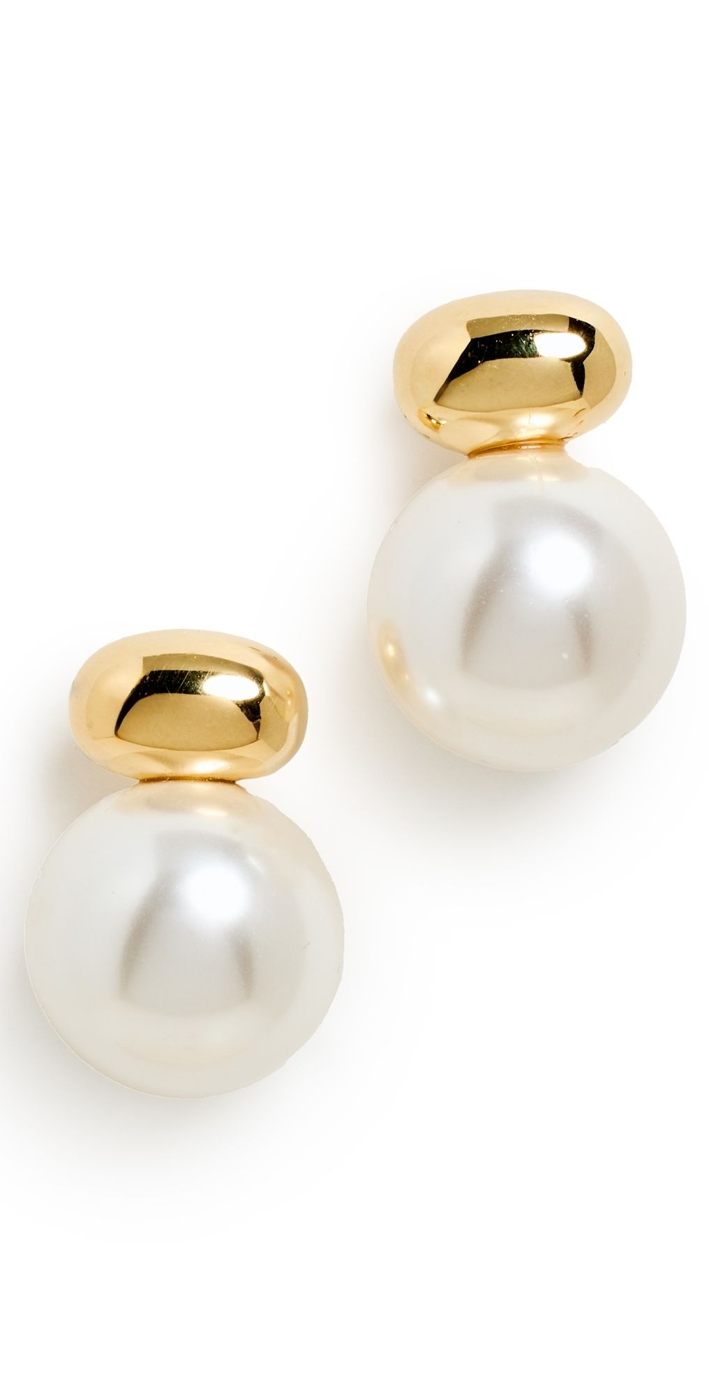 SHASHI Gold Pearl Stud Drop Earrings Pearl One Size