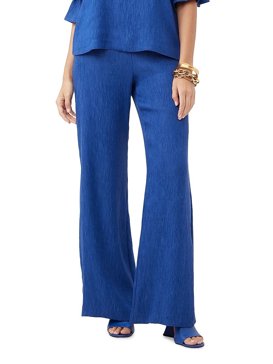 Women's Long Weekend Plissé Pull-On Pants - Admiral Blue - Size 10