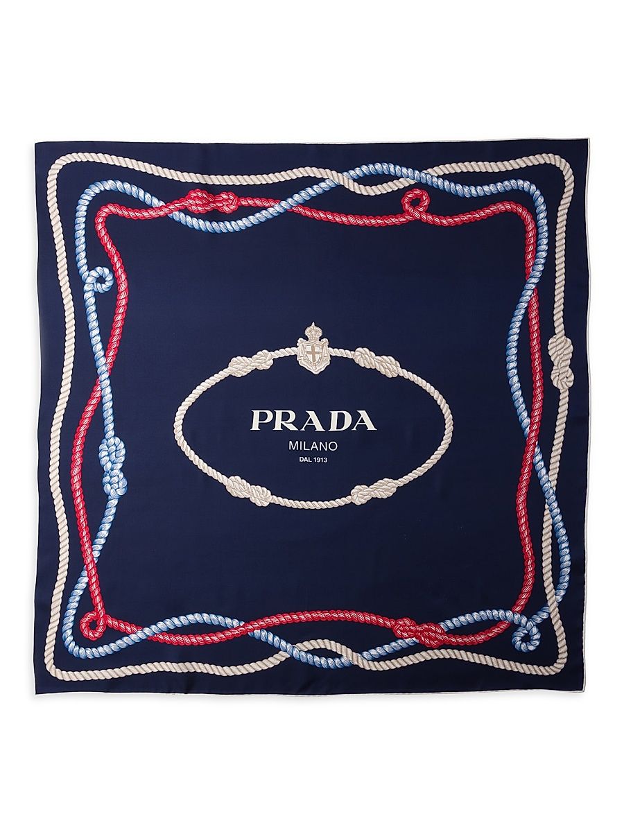 Prada Women's Printed Silk Twill Scarf - Blue