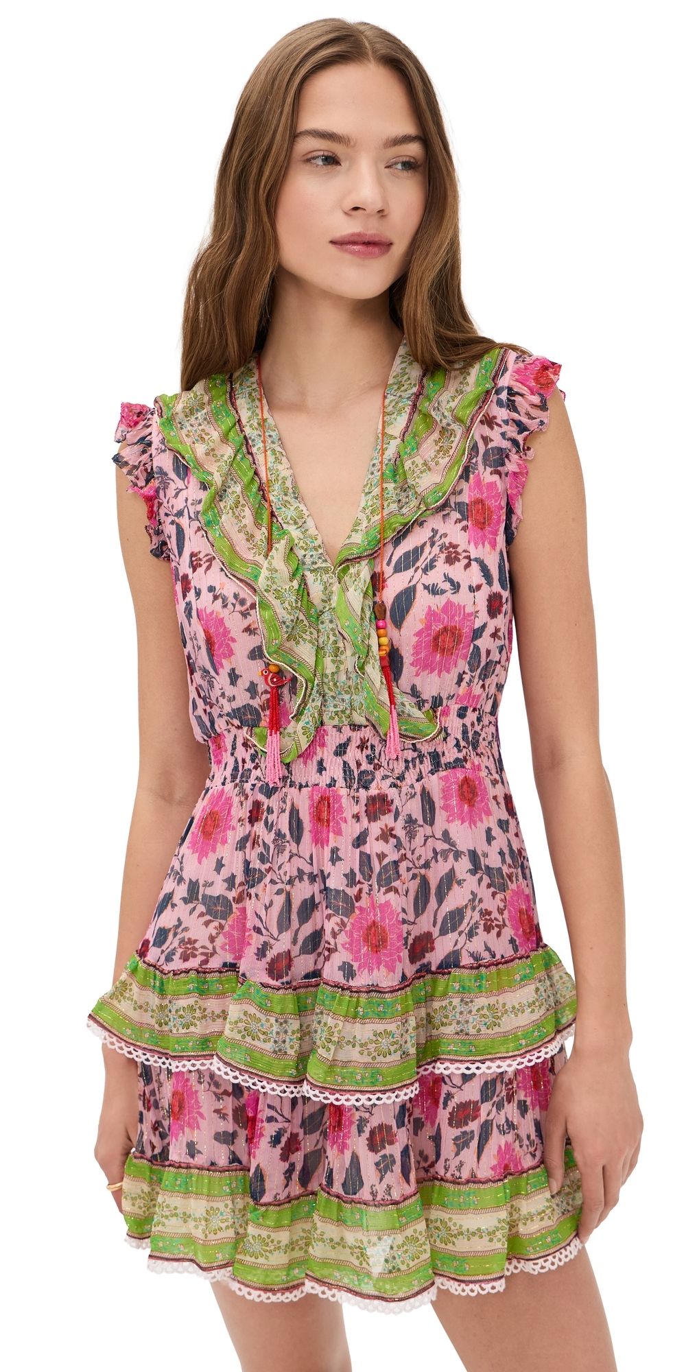 Bell Rainey Mini Dress Chiffon Metallic Stripe XS