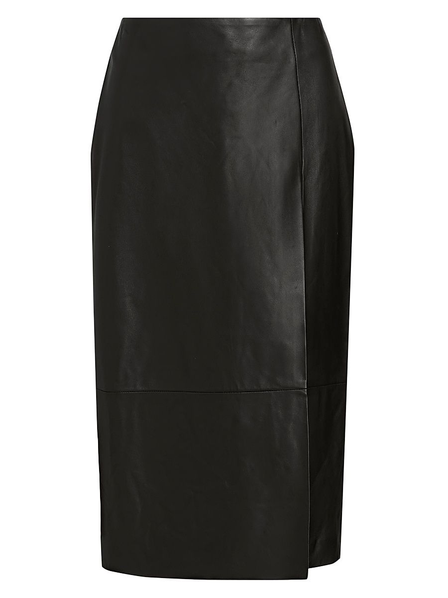 Women's Leather Pencil Midi-Skirt - Black - Size 10
