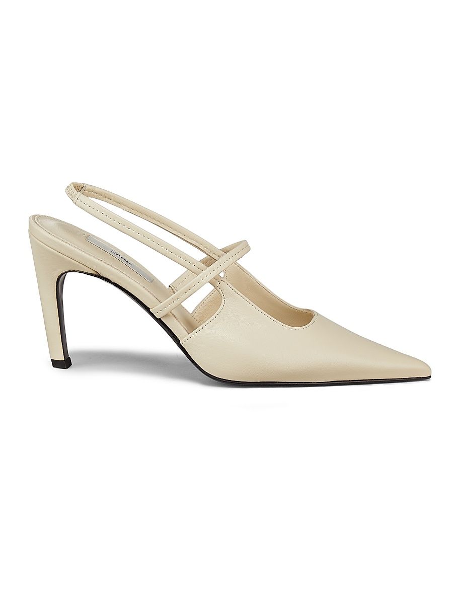 Women's 85MM Leather Slingback Pumps - Off White - Size 11