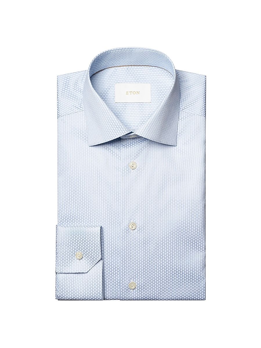 Men's Slim-Fit Dotted Brocade Elevated Shirt - Light Blue - Size 17.5