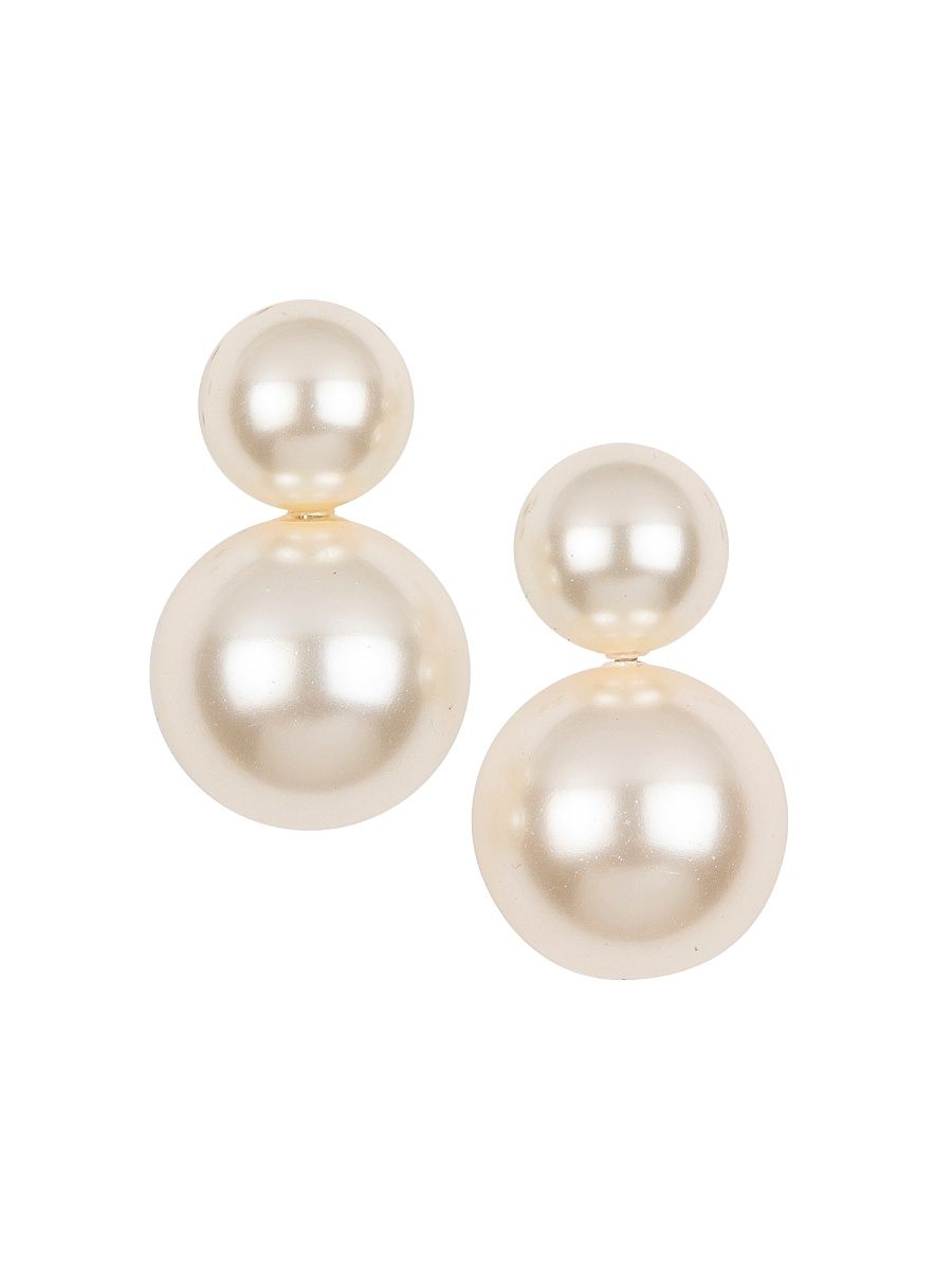 Women's Iris 18K Gold-Plated & Faux Pearl Stud Earrings - Pearl