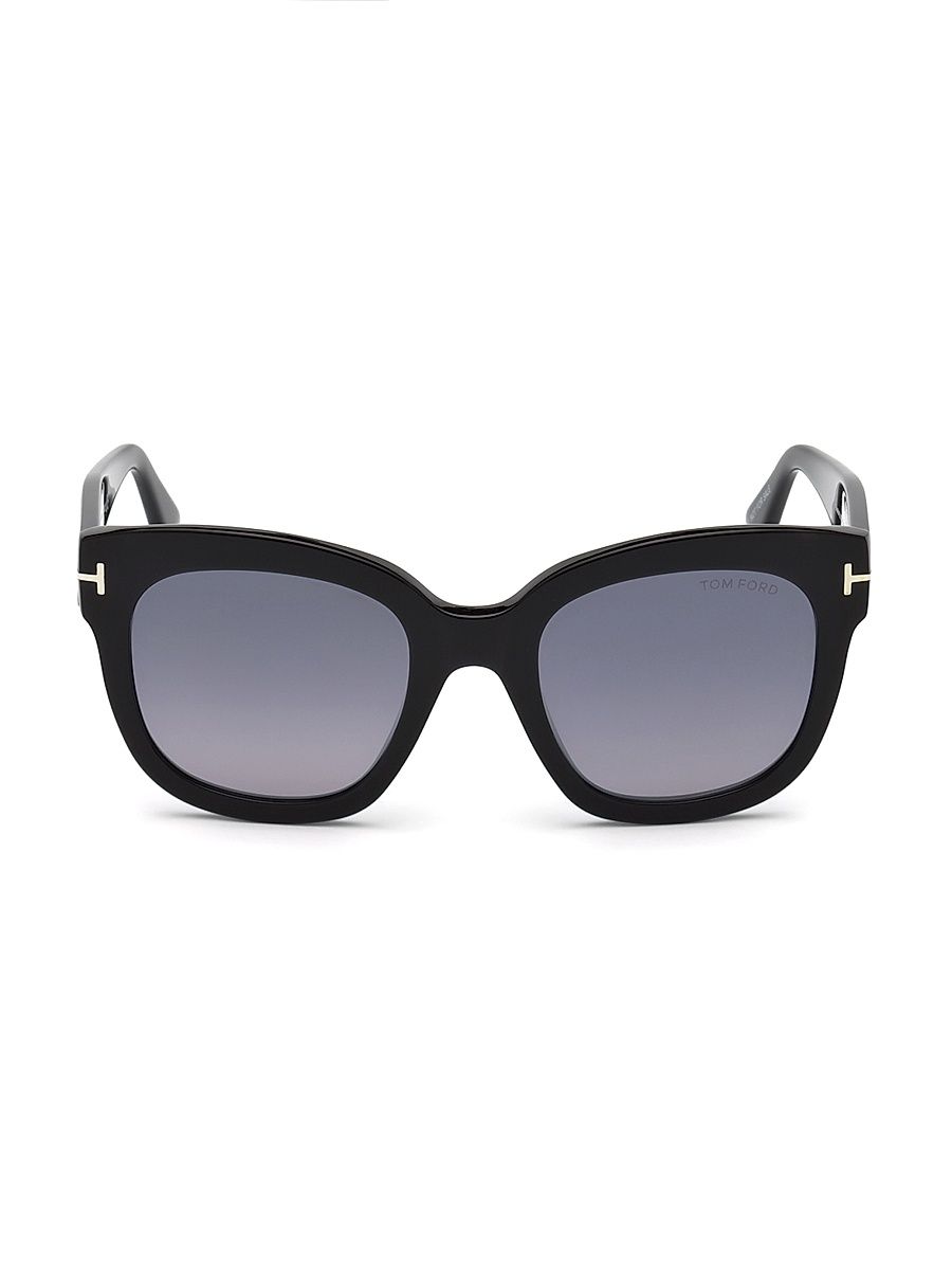 Women's Beatrix 50MM Square Sunglasses - Shiny Black Smoke Mirror