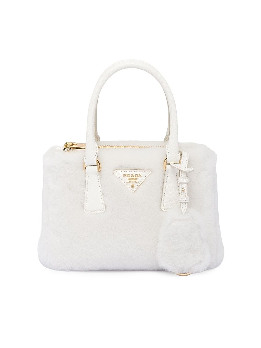 Women's Galleria Shearling Mini Top Handle Bag - White