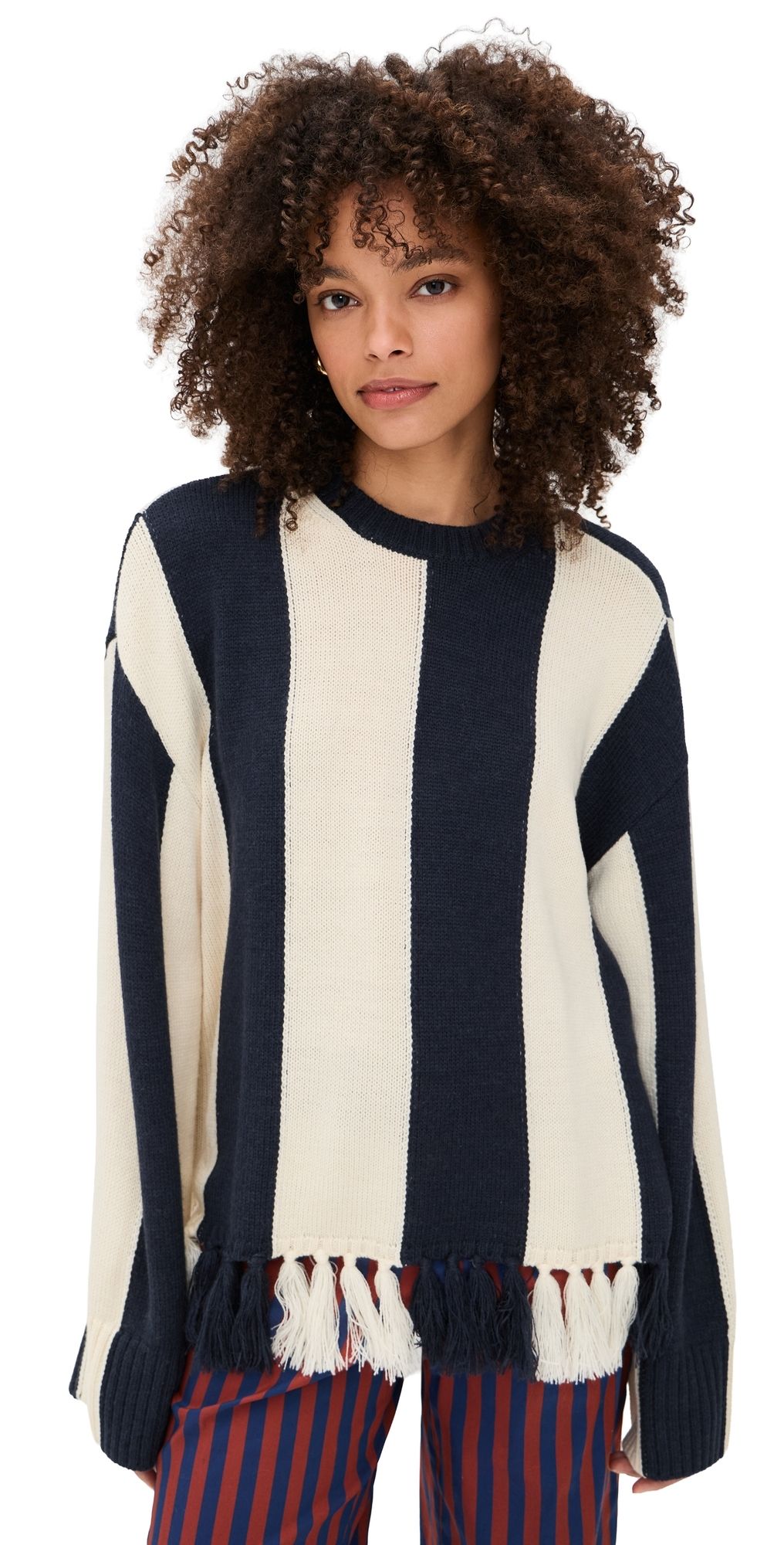 SIMONMILLER Faye Tassel Sweater Navy/Cream M