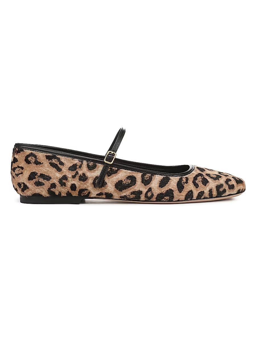 Women's Ellie Calf Hair Mary Jane Flats - Leopard Black - Size 11
