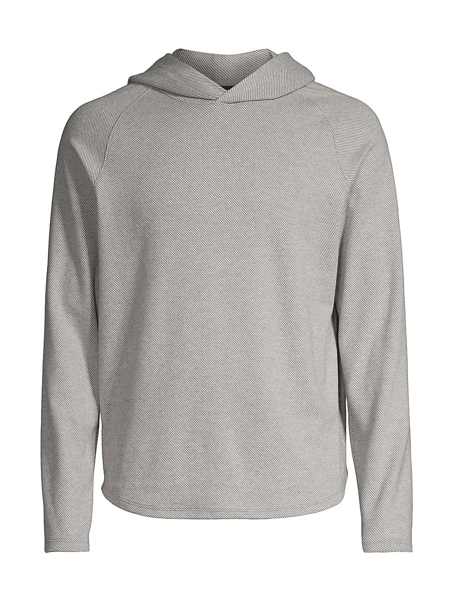 Men's Broken Twill Hoodie - Grey Off White - Size XL