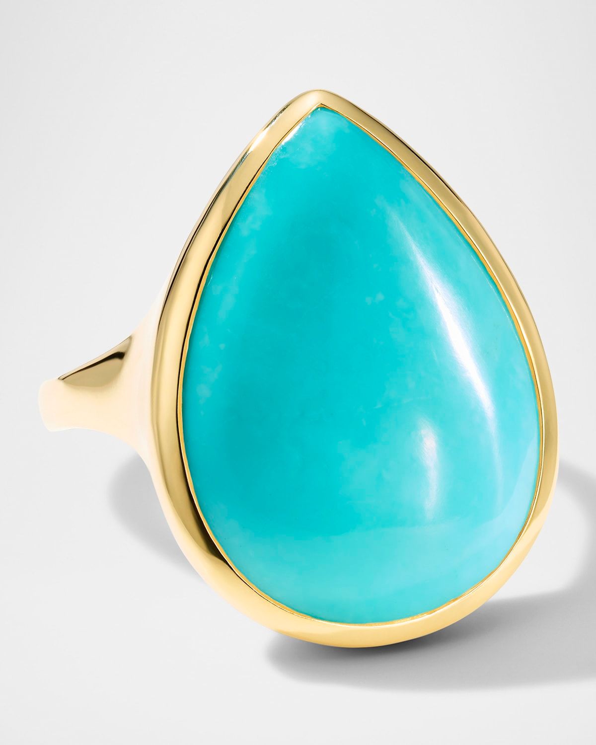 18K Gold Polished Rock Candy Medium Teardrop Ring in Turquoise