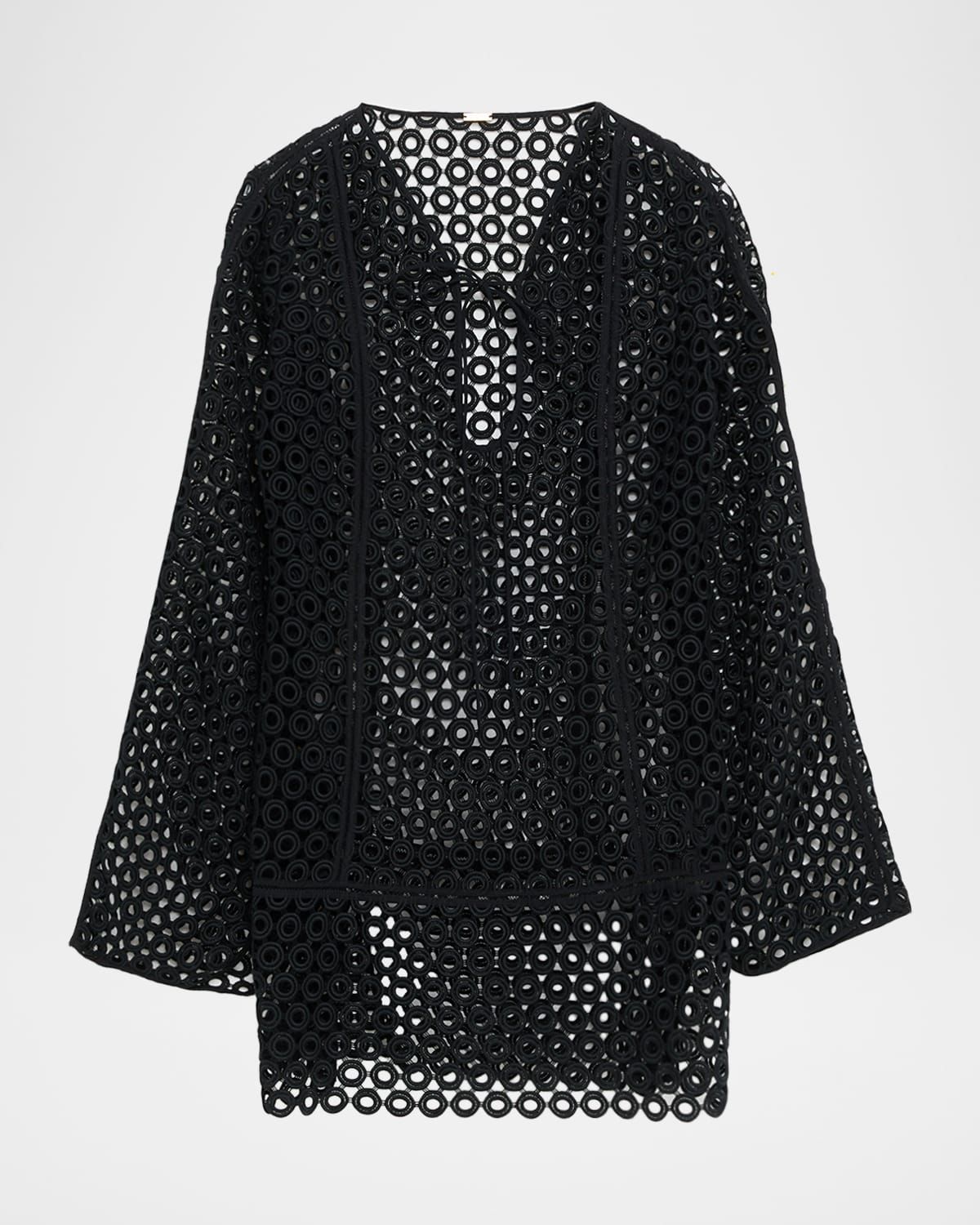 Omara Open-Knit Mini Dress Coverup