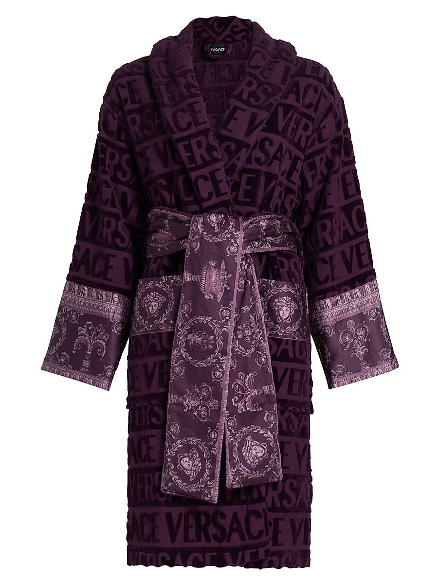 Women's Baroque Terry Cotton Bathrobe - Mulberry - Size Small