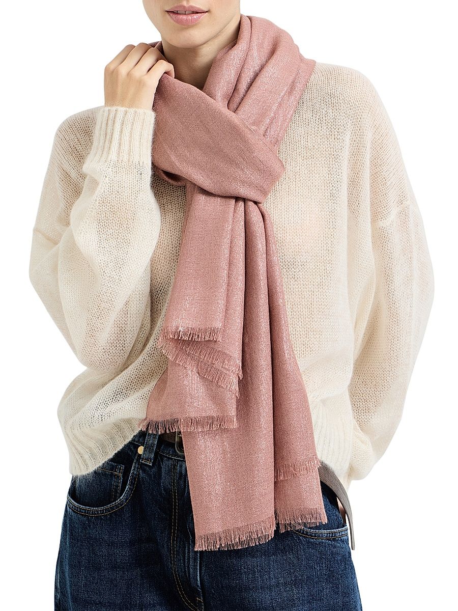 Women's Cashmere and Silk Sparkling Scarf - Pink