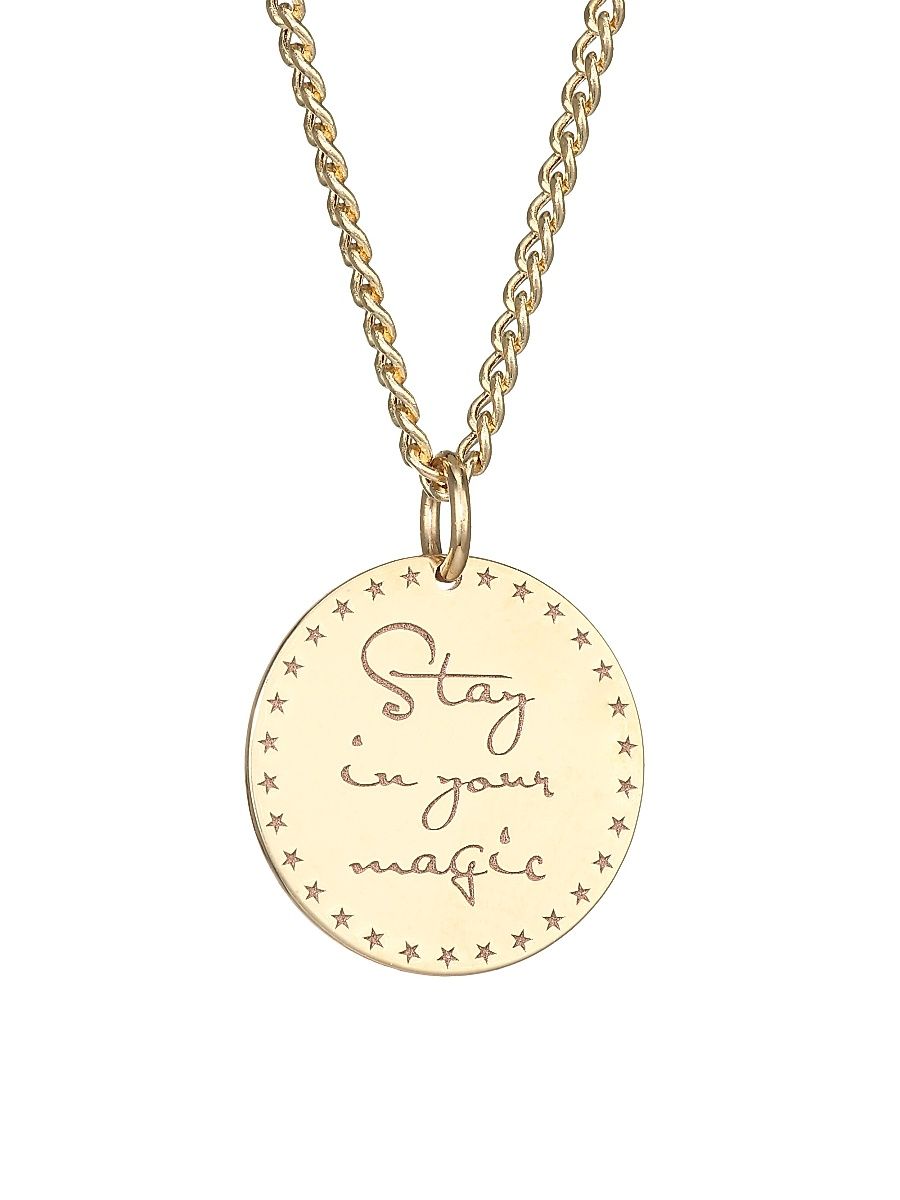 Women's Mantras 14K Yellow Gold "Stay In Your Magic" Disc Pendant Necklace - Yellow