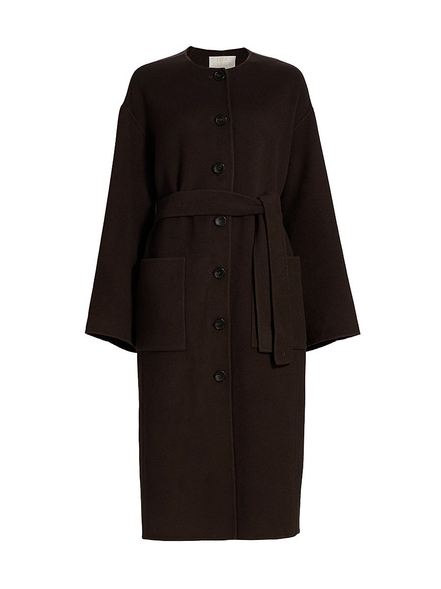 Women's Fernanda Wool-Blend Oversized Belted Coat - Sable - Size XL