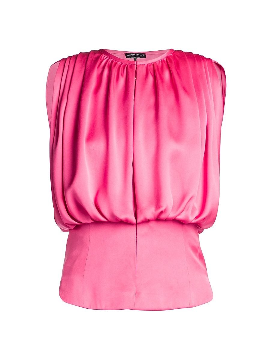 Women's Main Silk Shirred Top - Rose Red - Size 4