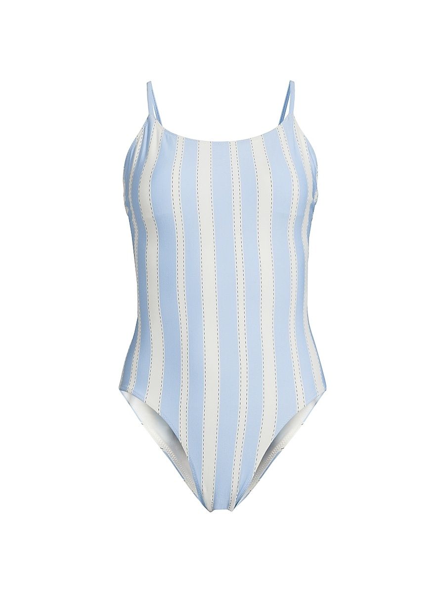 Women's Elene Striped One-Piece Swimsuit - Debre Sky - Size Large