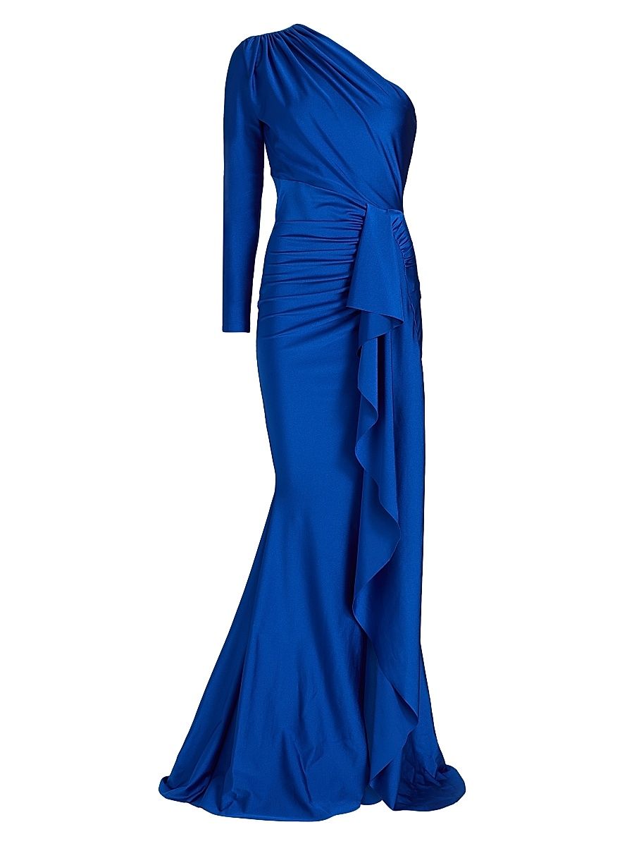 Women's Serina JJ One-Shoulder Slit Gown - Blue - Size 10