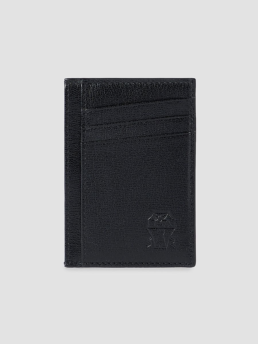 Men's Brushed Leather Card Holder - Black
