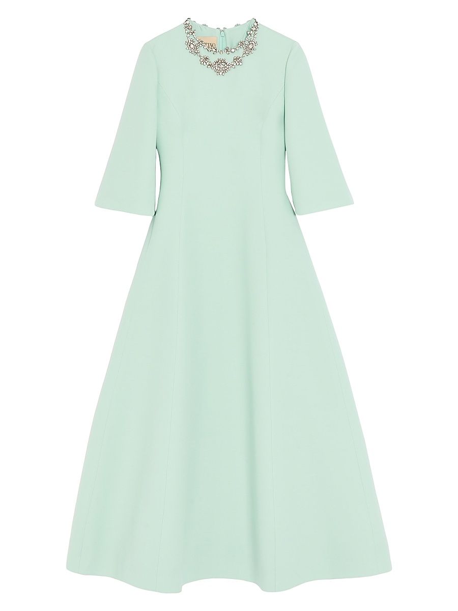 Women's Crepe Couture Embroidered Mini Dress - Celadon - Size 4