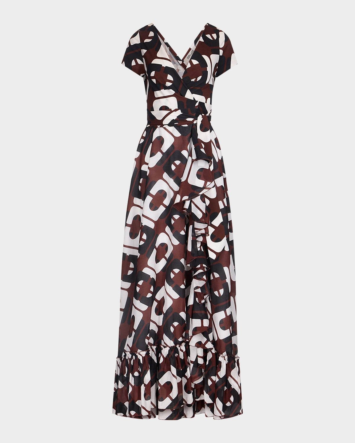 Vivianna Geometric-Print Maxi Wrap Dress