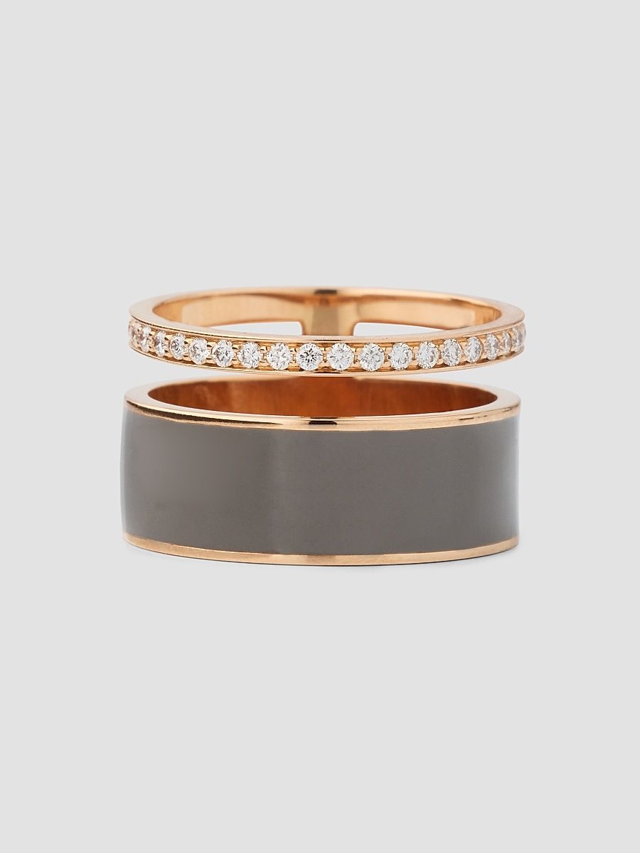 Women's Berbere 18K Pink Gold Diamond Double-Band Ring - Pink Gold - Size 6.25