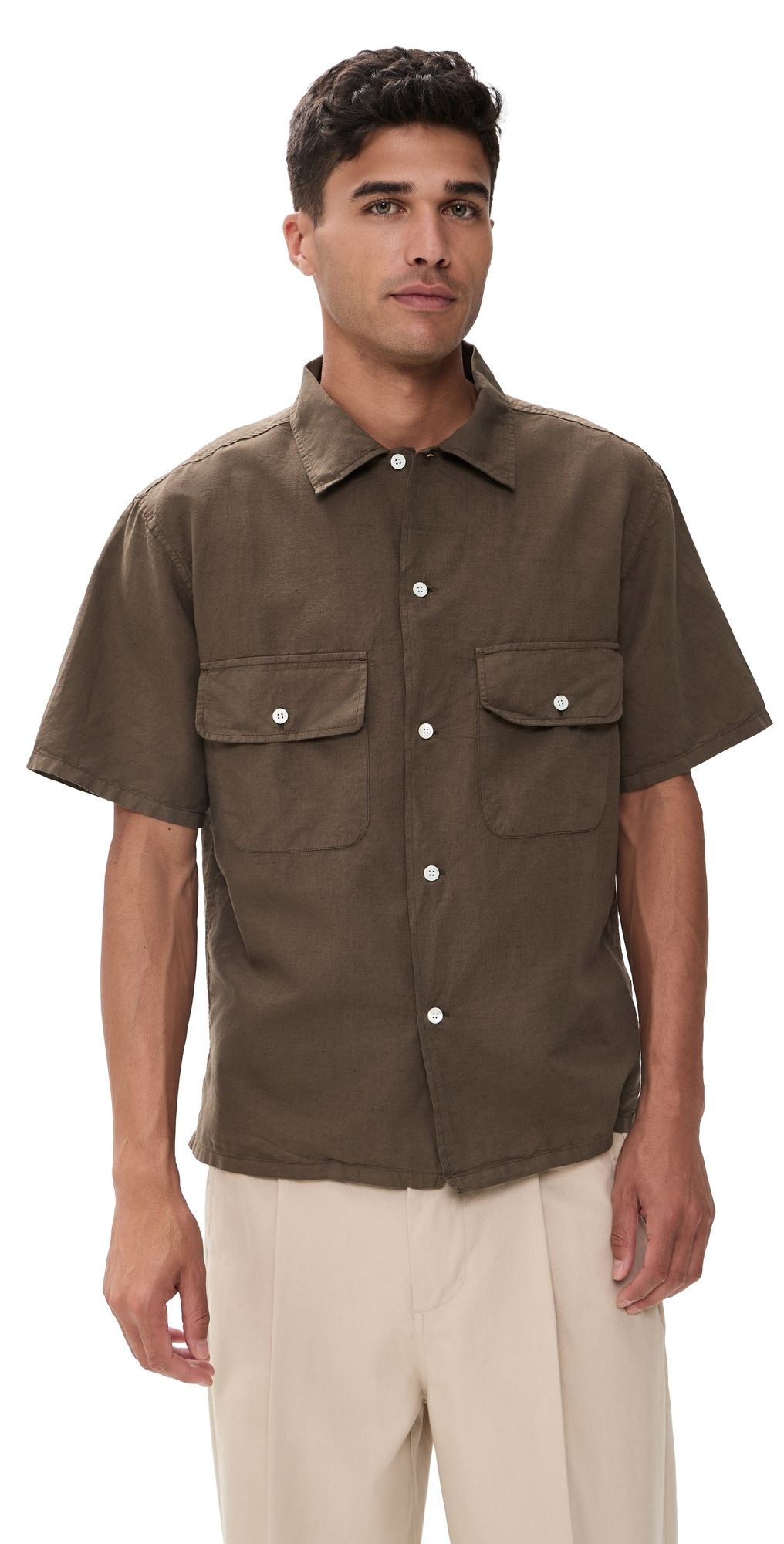 Knickerbocker Cotton Linen Shirt Mocha L
