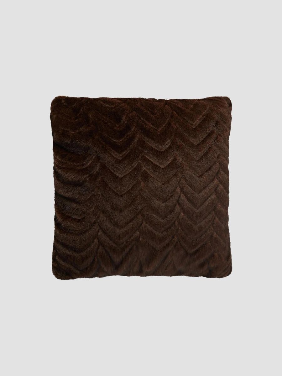 Gorski Faux-Fur Throw Pillow - Brown