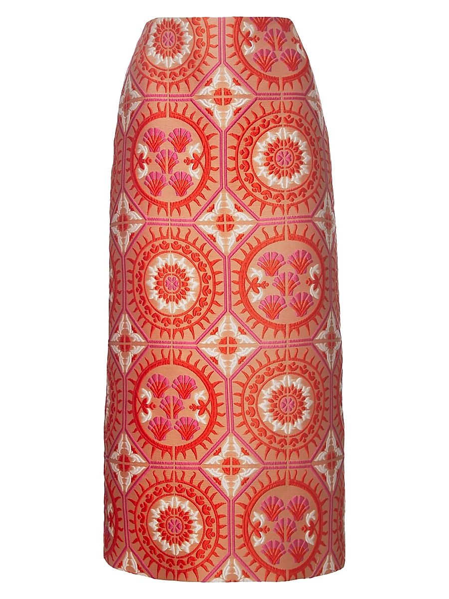 Women's Pencil Skirt - Sun Jacquard Orange - Size XL