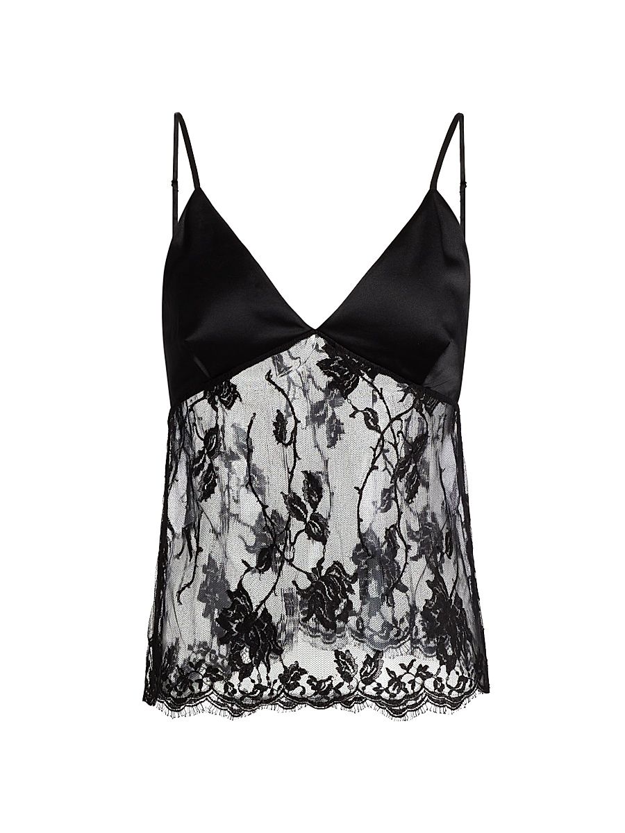 Women's Dominique Sheer Lace Cami - Black - Size Small