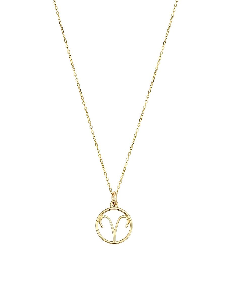 Women's 14K Yellow Solid Gold Zodiac Pendant Necklace - Virgo