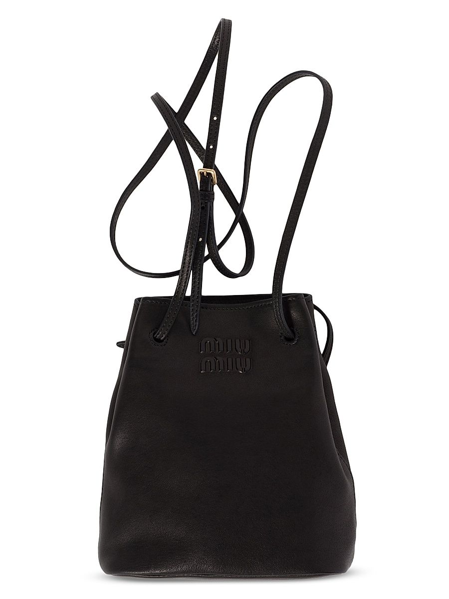 Women's Nappa Leather Mini Bucket Bag - Black