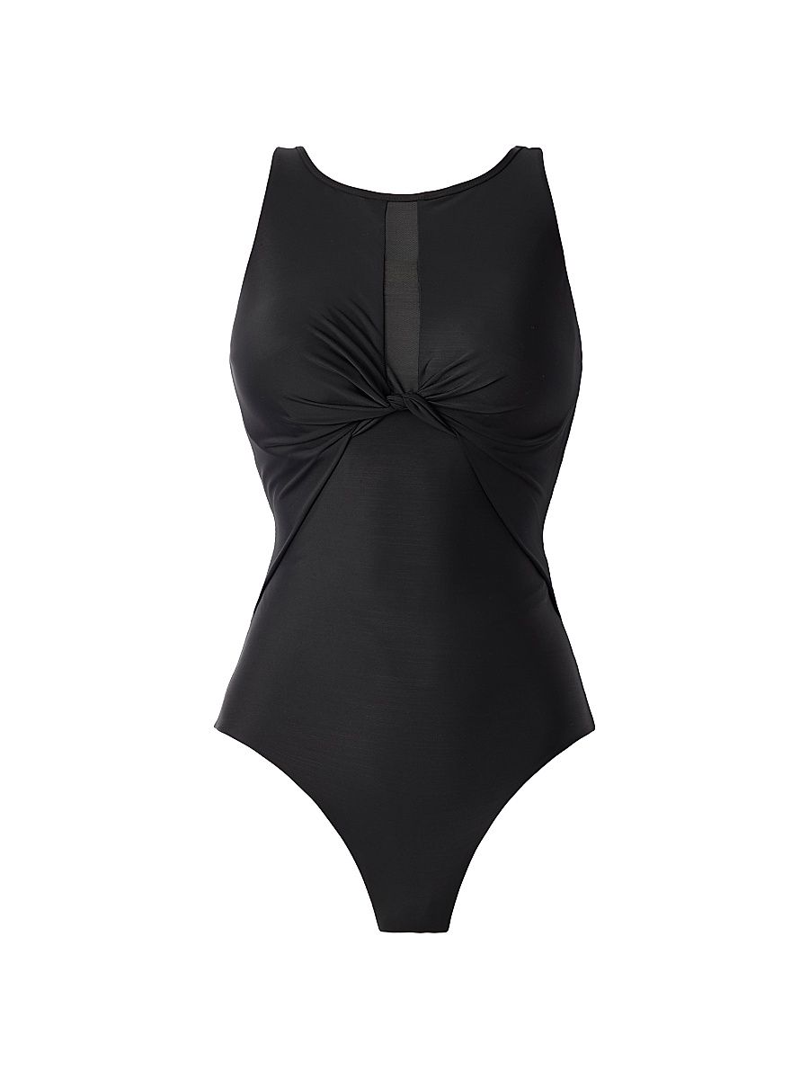 Women's Network News Evoke Gathered One-Piece Swimsuit - Black - Size 8
