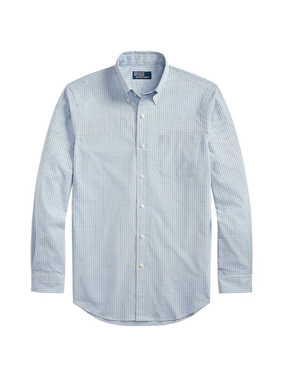 Men's Poplin Button-Up Sport Shirt - Blue Multi - Size XXL