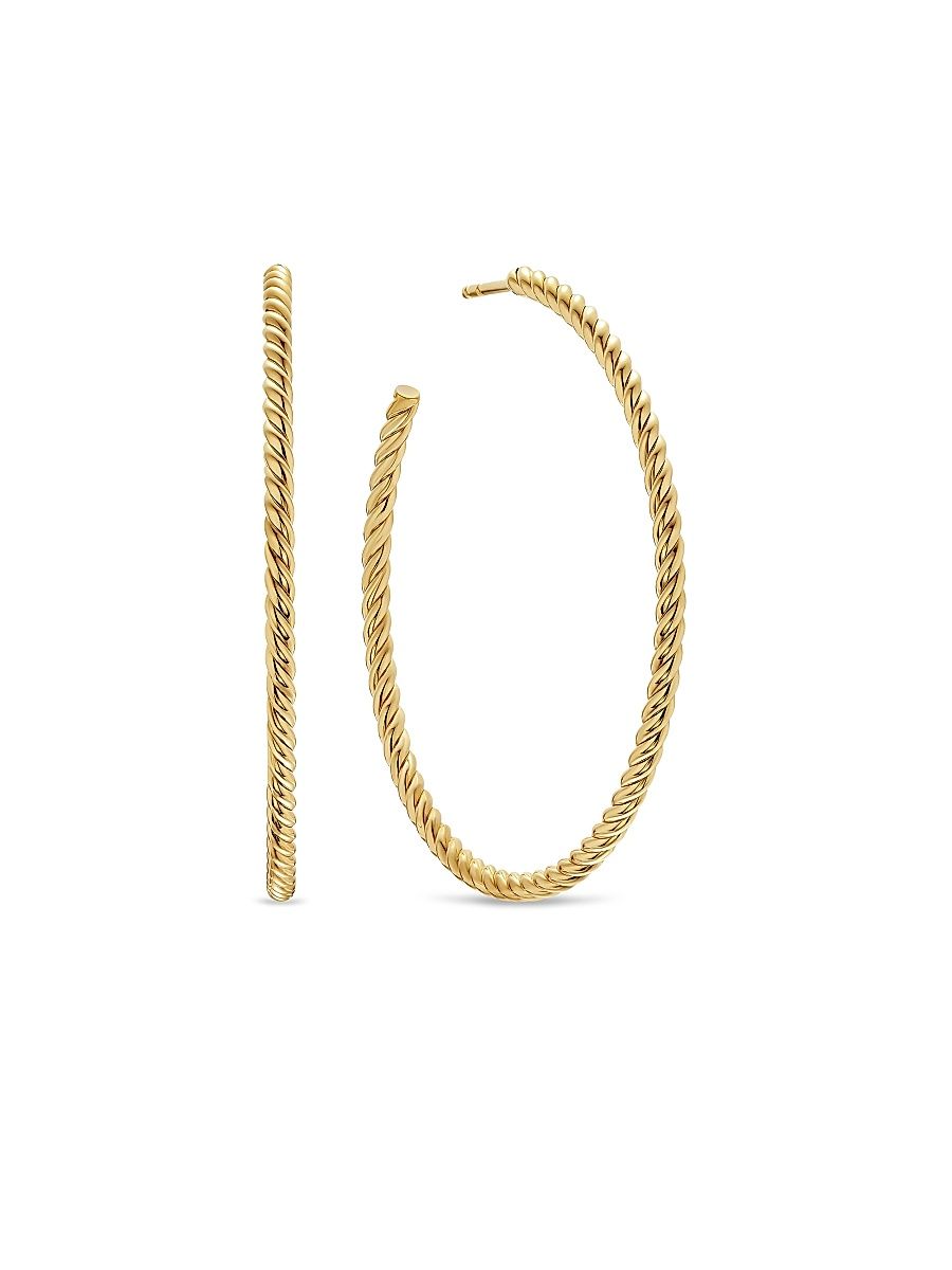 Women's Cablespira Hoop Earrings in 18K Yellow Gold, 42.3MM - Gold