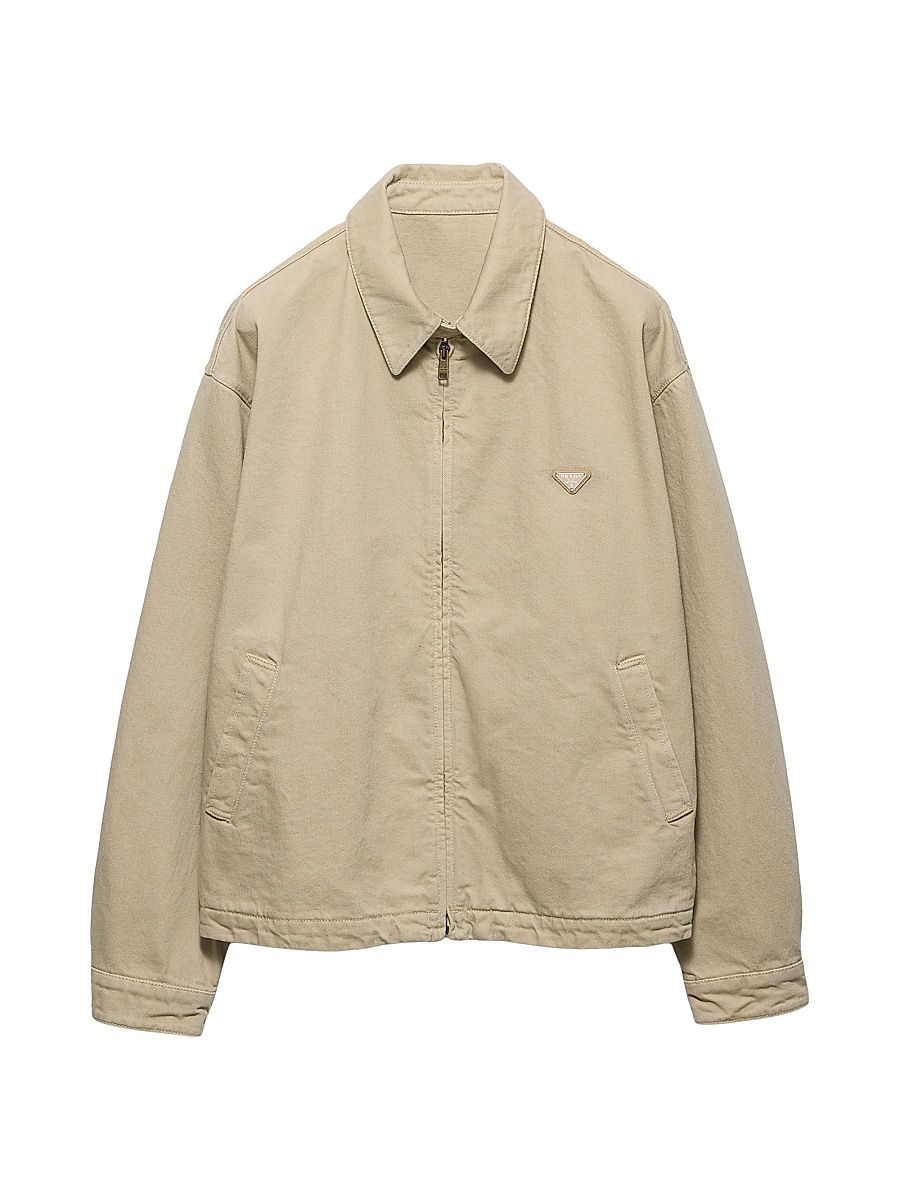 Men's Old Denim Blouson Jacket - Beige Khaki - Size 48