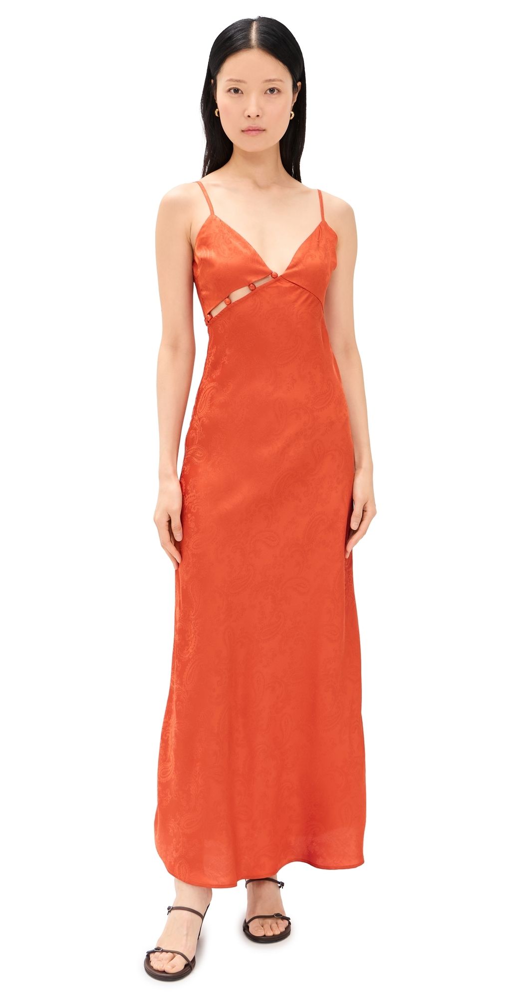 MINKPINK Valencia Bead Detail Dress Paprika Paisley L