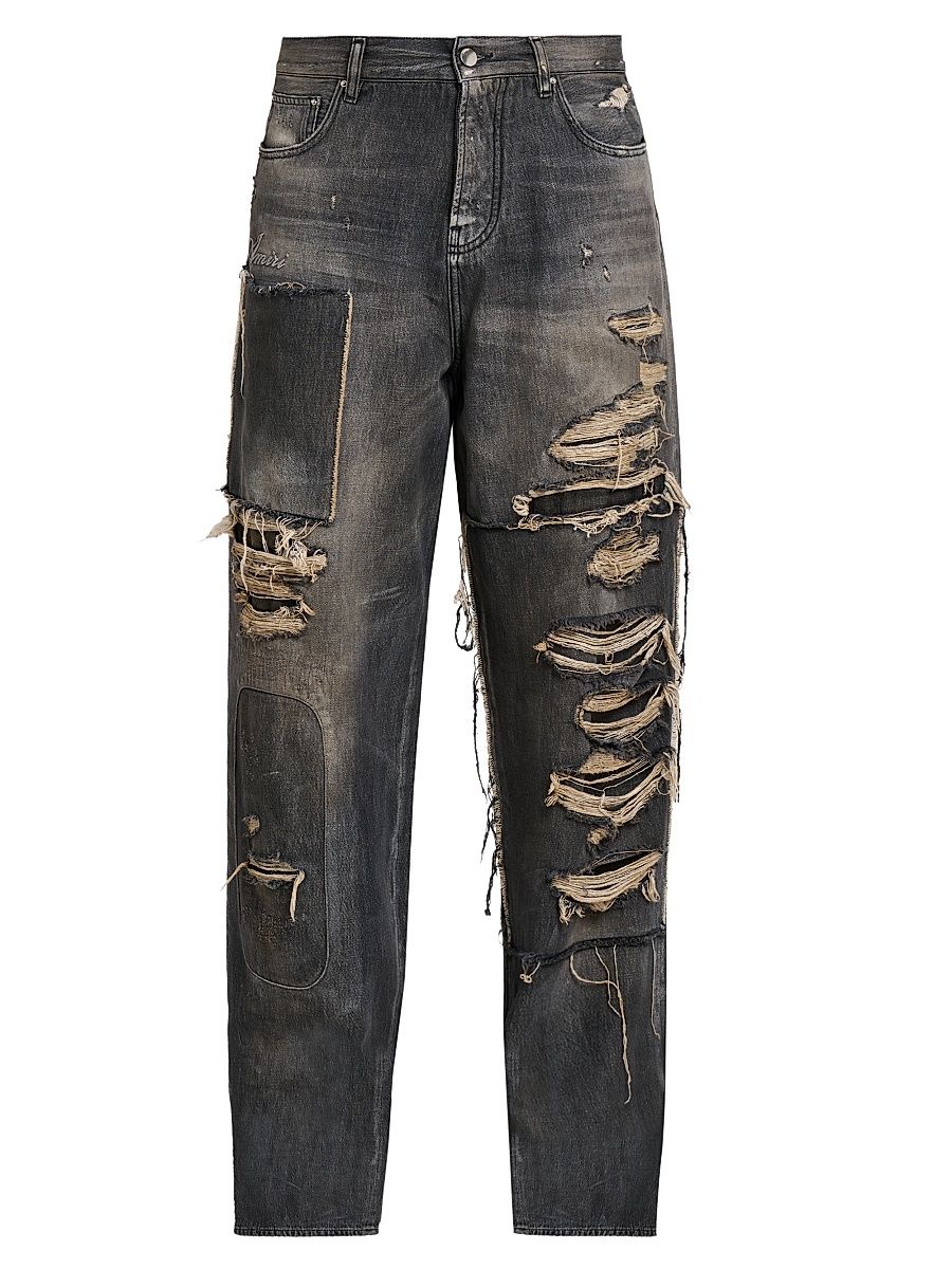 Men's Repaired Mid-Rise Straight-Leg Carpenter Jeans - Crafted Black - Size 28